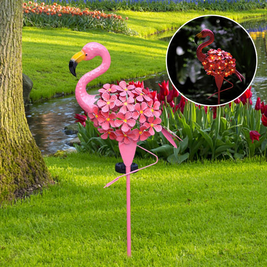 Metal Flamingo Solar Light for Outdoor Garden